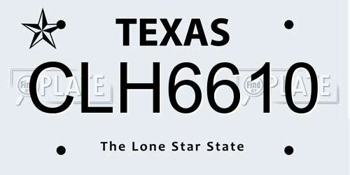 CLH6610 Texas License Plate