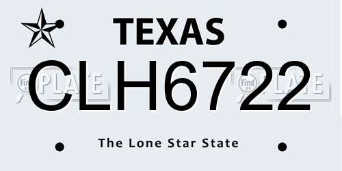 CLH6722 Texas License Plate