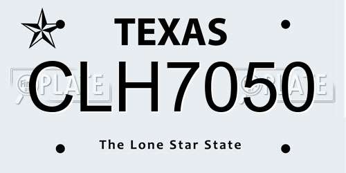 CLH7050 Texas License Plate
