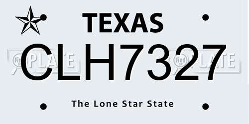 CLH7327 Texas License Plate