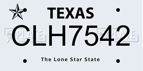 CLH7542 Texas License Plate