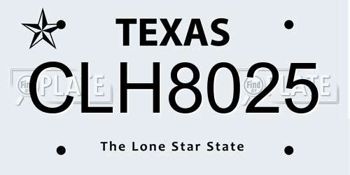 CLH8025 Texas License Plate