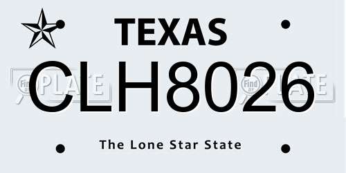 CLH8026 Texas License Plate