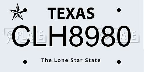 CLH8980 Texas License Plate