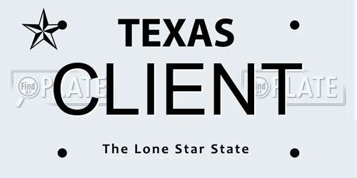 CLIENT Texas License Plate