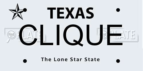 CLIQUE Texas License Plate