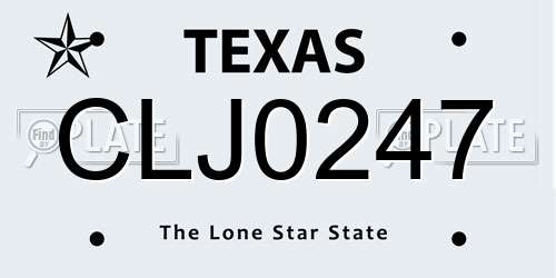 CLJ0247 Texas License Plate