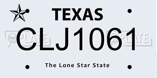 CLJ1061 Texas License Plate