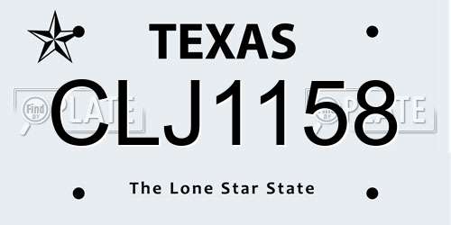 CLJ1158 Texas License Plate