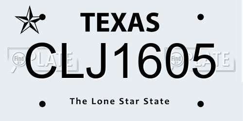 CLJ1605 Texas License Plate