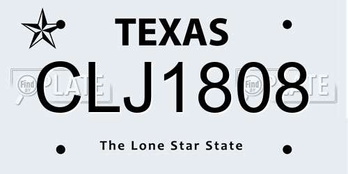 CLJ1808 Texas License Plate