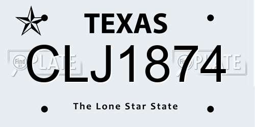 CLJ1874 Texas License Plate