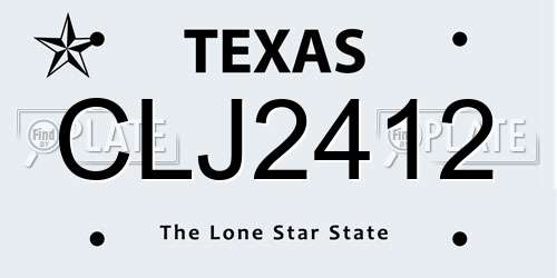 CLJ2412 Texas License Plate