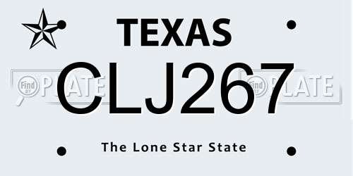 CLJ267 Texas License Plate