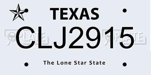 CLJ2915 Texas License Plate