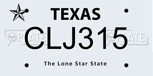 CLJ315 Texas License Plate