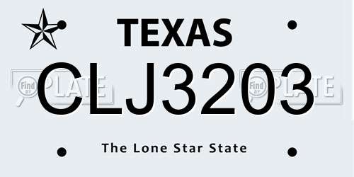 CLJ3203 Texas License Plate