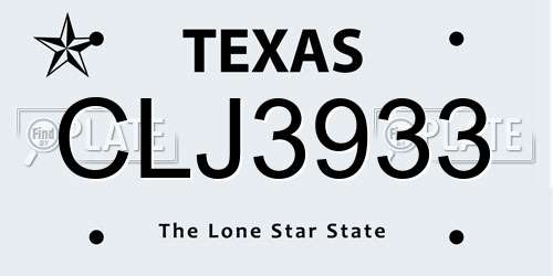 CLJ3933 Texas License Plate