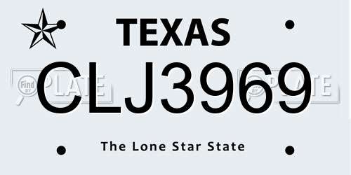 CLJ3969 Texas License Plate