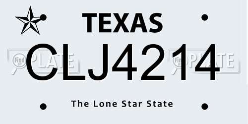 CLJ4214 Texas License Plate