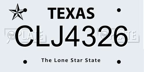 CLJ4326 Texas License Plate