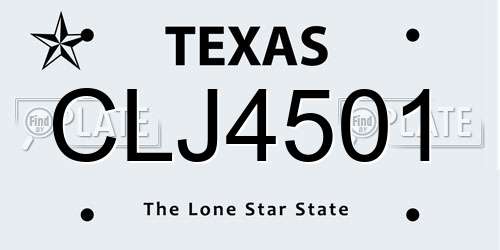CLJ4501 Texas License Plate