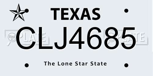 CLJ4685 Texas License Plate