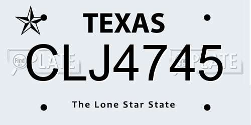 CLJ4745 Texas License Plate