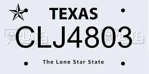 CLJ4803 Texas License Plate