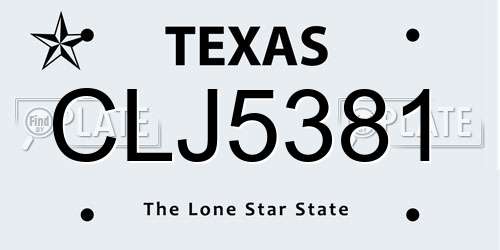 CLJ5381 Texas License Plate
