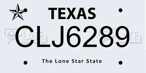 CLJ6289 Texas License Plate