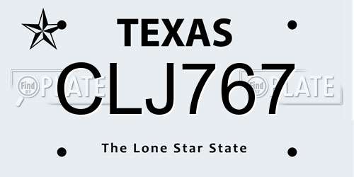 CLJ767 Texas License Plate