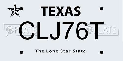 CLJ76T Texas License Plate