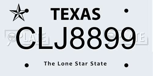 CLJ8899 Texas License Plate