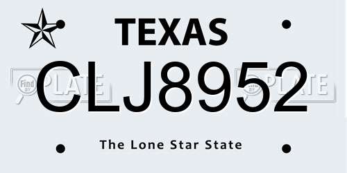 CLJ8952 Texas License Plate