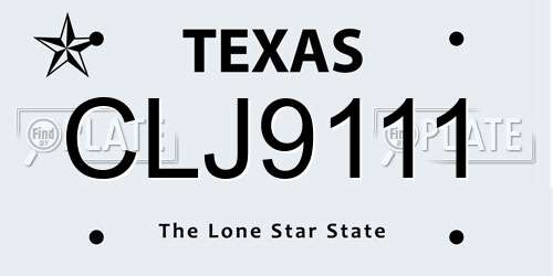 CLJ9111 Texas License Plate