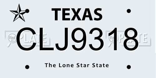 CLJ9318 Texas License Plate