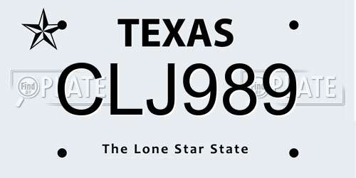 CLJ989 Texas License Plate