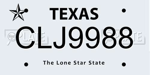 CLJ9988 Texas License Plate