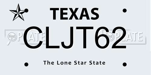 CLJT62 Texas License Plate