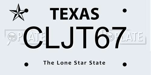 CLJT67 Texas License Plate