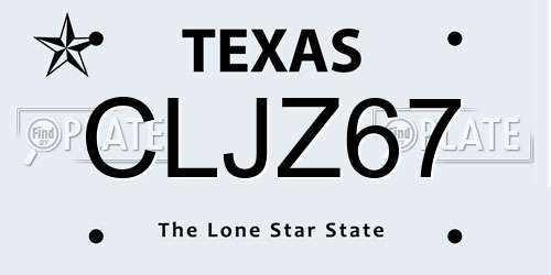 CLJZ67 Texas License Plate
