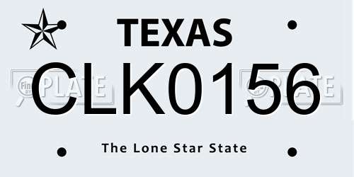 CLK0156 Texas License Plate