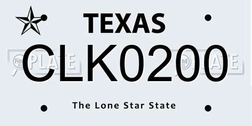 CLK0200 Texas License Plate