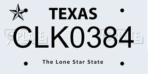 CLK0384 Texas License Plate