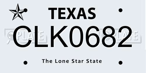 CLK0682 Texas License Plate