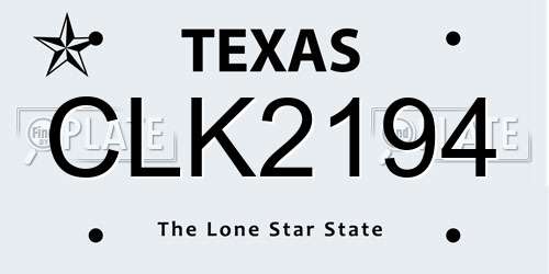 CLK2194 Texas License Plate