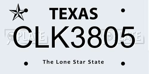 CLK3805 Texas License Plate