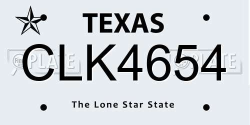 CLK4654 Texas License Plate