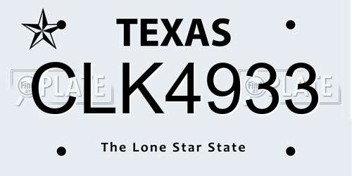 CLK4933 Texas License Plate